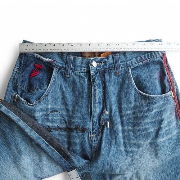 Arme Welcome to the Hood "Victory" Vintage Streetwear Denim Shorts Men's 36 RARE - Picture 12 of 12